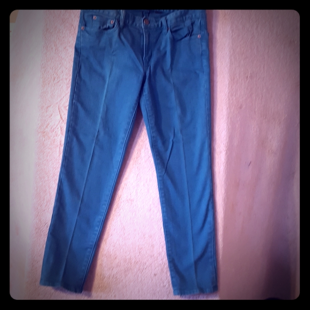 J Crew stretchy Toothpick jeans in teal